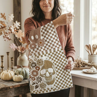 Wholesale retro skull kitchen towel for halloween and fall décor
neutral ghost and skull dish towel for autumn home
boho halloween skull towel for rustic farmhouse kitchen