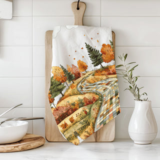 Wholesale autumn scenic route dish towel for road trip lovers
fall landscape cotton towel for seasonal home gift box
vintage fall landscape kitchen towel with winding road
classic autumn countryside dish towel for farmhouse décor in bulk