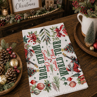 Christmas towel flat lay wood board Santa guitar
holiday dish towel styled with kitchen utensils festive
Santa music towel rustic kitchen decor styling
Christmas kitchen towel with wooden spoons Santa design
festive Santa towel farmhouse kitchen setup
stylized Santa musician holiday towel
illustrated Christmas Santa music decor towel