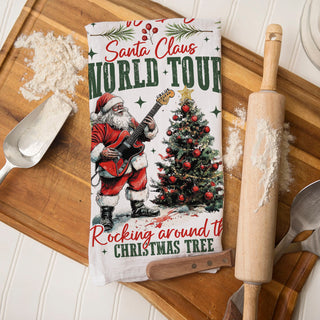 Christmas towel flat lay wood board Santa guitar
holiday dish towel styled with kitchen utensils festive
Santa music towel rustic kitchen decor styling
Christmas kitchen towel with wooden spoons Santa design
festive Santa towel farmhouse kitchen setup
stylized Santa musician holiday towel
illustrated Christmas Santa music decor towel