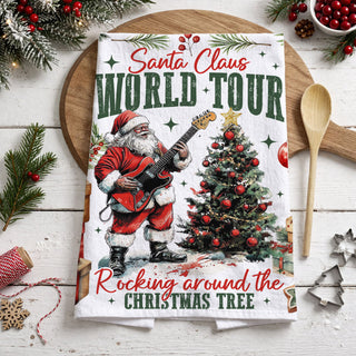 stylish holiday kitchen towel music theme
contemporary Santa Christmas dish towel
bold Santa Claus Christmas kitchen linen
modern festive kitchen towel Santa design
cool Christmas Santa artwork towel