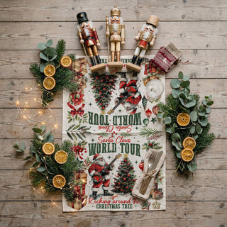 Christmas concert Santa kitchen towel
Santa Claus world tour Christmas decor towel
music themed Christmas kitchen towel Santa
rock band Santa holiday kitchen linen
Christmas music lover kitchen decor towel
Santa kitchen towel with rustic decor background
holiday kitchen linen styled warm cozy setting
festive Santa towel displayed with kitchen tools