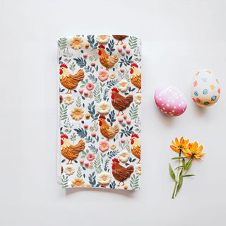 boutique chicken towel farmhouse spring
farmhouse easter towel floral chicken print
wholesale farmhouse towel bright spring design
limited edition chicken towel for boutiques
farmhouse floral decor kitchen towel 2026