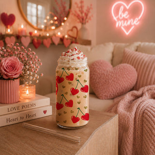 Valentines Day Coffee Mug
birthday coffee mugs
valentines tea cup
birthday mugs for her bulk
Women’s empowerment wholesale gifts with Self Love Club 20oz glass cups featuring red hearts, cherry graphics, and bamboo lids.