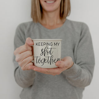 Keeping My Shit Together mug
Funny motivational coffee mug
14oz ceramic mug with saying
Double-sided funny mug
Dishwasher safe motivational mug
Microwave safe adult mug
Unique gag gift mug
Keeping My Shit Together coffee cup