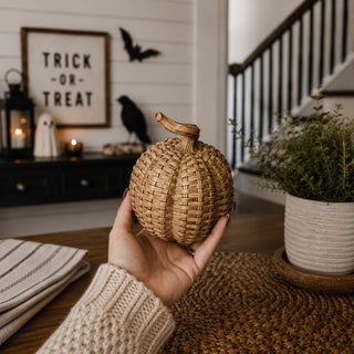 housewarming gift resin pumpkins rattan basketweave texture fall decor 3 sizes autumn centerpiece wicker style
crack proof resin pumpkins rattan basketweave texture fall decor 3 sizes neutral autumn centerpiece wicker style
Faux rattan fall decorations
Coastal farmhouse pumpkins