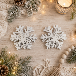 White Christmas snowflake decorations for a winter centerpiece
Freestanding snowflakes for a holiday console table display
Scandinavian white wooden 
Set of three white wooden snowflake Christmas decorations
Snow Day white wooden snowflake decorations set of three
Freestanding white MDF snowflake holiday decorations
White wooden Christmas snowflakes in three coordinating sizes
Decorative white snowflake figurines for Christmas displays
Set of three freestanding wooden winter snowflakes