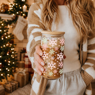Christmas pastel pink mint snowflake coffee tumbler bamboo lid - Soft accessories
17oz Christmas coffee tumbler glass - Pastel snowflake pink mint holiday kitchen gifts bamboo lid straw - Soft design
Holiday drinkware gifts glass cup
Christmas stocking stuffer - pastel pink and mint holiday tumbler cup