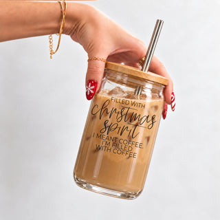 Wholesale 17 ounce glass coffee tumbler for Christmas
Christmas iced coffee cup with bamboo lid
reusable Christmas glass tumbler with metal straw