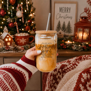 Christmas latte cup with bamboo lid and straw
Christmas iced coffee tumbler gift for her