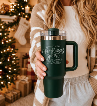 Christmas morning coffee tumbler 40oz
Holiday morning tumbler red green
Funny Christmas gift tumbler 40oz 
Christmas gag gift tumbler  red green
Humorous Christmas tumbler  40oz
Christmas joke tumbler with handle 