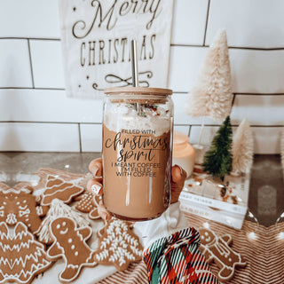 Christmas coffee cup with Christmas spirit saying
filled with coffee Christmas cup
Christmas spirit funny coffee tumbler