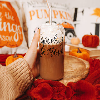 spooky mom coffee tumbler
Spooky season gift glass drinking set