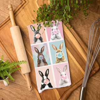 bunny blowing bubble gum towel
realistic bunny kitchen towel
photorealistic bunny dish towel
grid pattern bunny kitchen towel
multiple bunny kitchen towel
color block bunny dish towel
square grid easter kitchen towel
bunny collage kitchen towel
bunny gallery wall towel
warhol style bunny kitchen towel