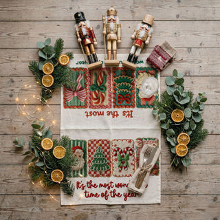 stitched style christmas towel crochet aesthetic
craft inspired christmas kitchen towel design
handcrafted look christmas towel crochet print
grandma style christmas kitchen towel cozy decor
vintage crochet aesthetic christmas kitchen towel