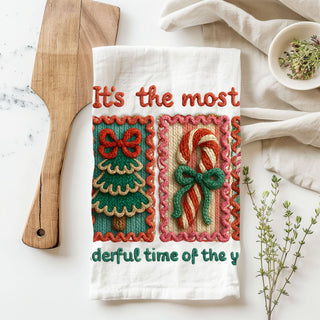 christmas kitchen towel crochet patchwork design vintage
holiday kitchen towel with crochet style squares christmas
patchwork christmas dish towel crochet aesthetic design
vintage christmas towel with crochet square pattern
crochet patch christmas kitchen towel festive decor