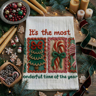 Christmas kitchen towel with crochet style design
holiday tea towel with yarn inspired pattern
festive Christmas dish towel with crochet look
cozy holiday kitchen towel with handmade style
Christmas towel with crochet inspired ornament design