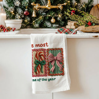 christmas tea towel crochet inspired holiday decor
holiday dish towel with crochet style christmas icons
decorative christmas towel crochet pattern kitchen
soft cotton christmas towel vintage crochet design
christmas hand towel crochet style festive decor