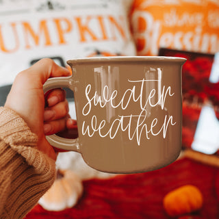 Wholesale Sweater Weather Coffee Mug Brown Ceramic 14.5oz Fall Coffee Cup