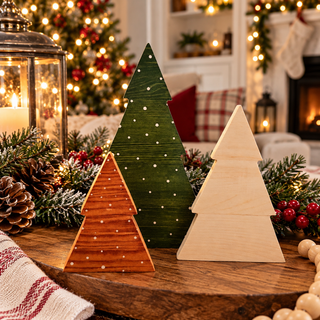 rustic farmhouse wooden tree decor
wooden winter tree decorations
Christmas tree shelf sitter decor
holiday tabletop tree decorations