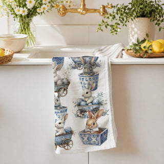 spring kitchen towel overhead image
Easter towel with speckled eggs
bunny kitchen towel with Easter basket
spring tea towel with flowers
Easter towel styled with ceramic bunny
Easter kitchen towel farmhouse setting
spring kitchen towel modern farmhouse
chinoiserie bunny towel on kitchen table
Easter bunny towel in spring kitchen
woman holding Easter kitchen towel
woman holding spring bunny towel
Easter kitchen towel being held
blue white spring towel kitchen lifestyle
Easter bunny tea towel in farmhouse kit