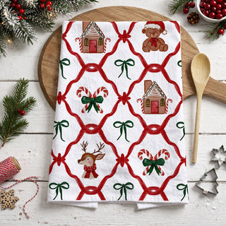 whimsical holiday towel with gingerbread and teddy bears
Bulk Holiday icons kitchen towel
Christmas symbols kitchen accessories
traditional christmas kitchen towel with santa gingerbread and bows pattern
cozy farmhouse christmas kitchen towel with festive holiday icons
holiday kitchen towel with candy canes gingerbread house and reindeer