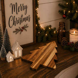 Holiday gift for charcuterie lovers and home entertainers
Wooden Christmas cutting board gift for a home cook
Christmas kitchen gift made from natural acacia wood
Tree-shaped serving board gift for holiday hosts
Christmas housewarming gift wooden charcuterie platter
Festive acacia wood board for Christmas gift giving
Christmas tree cheese board gift for women who love entertaining
Holiday wooden serving platter for hostess gift baskets