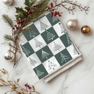 Block style Christmas kitchen towel
Geometric Christmas tree kitchen towel
Pattern Christmas kitchen towel design
Traditional handmade Christmas decor
Folk art Christmas kitchen towel