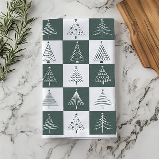Christmas tree illustration kitchen towel
Christmas tree pattern kitchen towel
Holiday block design kitchen towel
Christmas tree checkerboard pattern