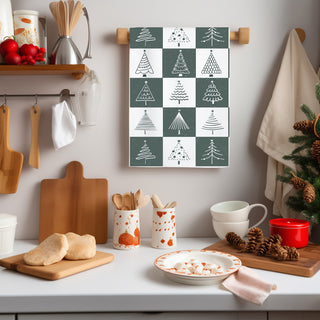 Christmas maximalist kitchen decor
Holiday zen kitchen accessories
Christmas kitchen transformation towel
White green Christmas tree kitchen decor