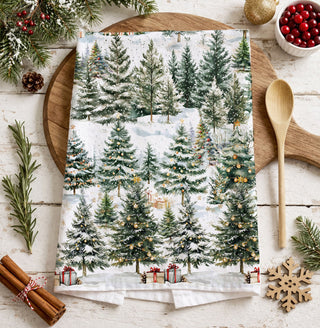 kitchen towel styled cozy home winter forest aesthetic
flat lay christmas kitchen towel snowy trees decor
holiday kitchen towel styled neutral rustic kitchen
christmas towel displayed on cutting board winter trees
kitchen towel styled minimal holiday decor forest
decorative but functional christmas kitchen towel trees