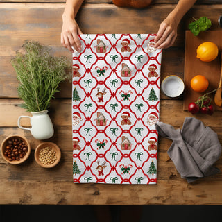 whimsical holiday towel with gingerbread and teddy bears
Bulk Holiday icons kitchen towel
Christmas symbols kitchen accessories