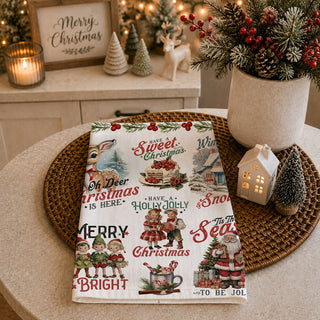 nostalgic christmas kitchen towel reminds of childhood holidays
vintage christmas baking towel cozy nostalgic kitchen decor
retro holiday towel classic christmas morning kitchen vibe
vintage christmas towel old fashioned holiday baking feel
nostalgic kitchen decor towel vintage christmas memories style