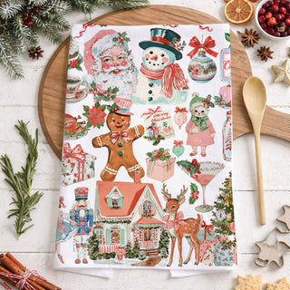 unique pink christmas kitchen towel gift for women
retro pink santa christmas decor kitchen towel
vintage christmas towel pink aesthetic holiday home decor
cute pastel christmas kitchen towel with santa and ornaments
pink christmas farmhouse kitchen decor towel gift idea