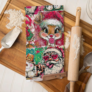 unique christmas kitchen towel for festive hosting and entertaining
cute and quirky christmas towel for modern holiday kitchen decor
colorful whimsical christmas kitchen towel gift for mom or friend