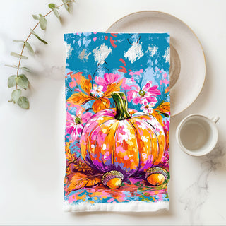 bold pumpkin kitchen decoration towel for modern fall home
colorful farmhouse fall towel for vibrant autumn décor
unique pumpkin print dish towel for colorful coffee bar
bright fall home décor accent with painted pumpkin towel