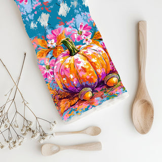colorful autumn pumpkin artwork towel for seasonal kitchen décor
bright fall harvest pumpkin kitchen accent towel
vibrant abstract pumpkin tea towel for modern fall decorating
multicolor pumpkin art kitchen towel for creative home décor
bold painted pumpkin towel for thanksgiving kitchen décor
