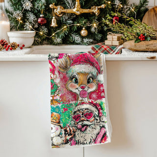 colorful christmas kitchen decor towel bright holiday aesthetic
whimsical christmas kitchen towel fun festive home decor
pink green christmas decor towel modern holiday style
trendy christmas kitchen towel bold colorful design
maximalist christmas decor kitchen towel vibrant holiday