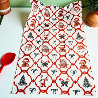 Holiday kitchen theme towel
Christmas themed kitchen styling
Traditional Christmas kitchen gift
Vintage holiday kitchen towel present