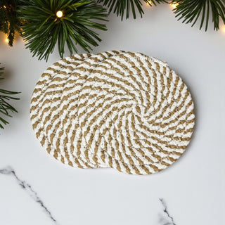 Bulk Autumn housewarming gift braided coasters neutral fall colors
Holiday entertaining braided rope coasters fall gift bundle