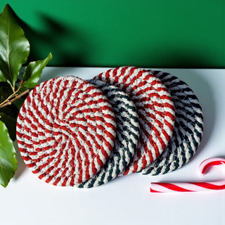 Bulk USA Christmas present candy cane coasters holiday braided rope
Holiday shopping candy cane coasters Christmas accessories
Christmas gift ideas candy cane coasters holiday home decor