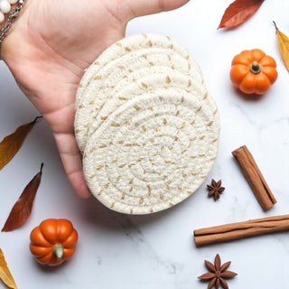 Four braided rope coasters fall gift bundle neutral home decor
Braided rope coaster quartet fall colors gift set neutral
4-pack braided rope coasters autumn gift neutral home accessories
