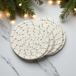 Set of four braided rope coasters fall colors gift ready
4 piece braided rope coaster set autumn gift neutral colors