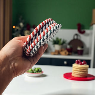 Mom Christmas gift candy cane coasters holiday braided rope
Teacher holiday gift candy cane coasters Christmas accessories
Hostess Christmas gift candy cane coasters holiday entertaining