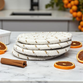 Modern braided rope coasters fall colors gift set neutral
Contemporary braided coasters autumn gift bundle neutral decor