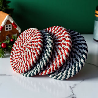 Holiday family gathering candy cane coasters Christmas gift
Christmas kitchen candy cane coasters holiday home decor