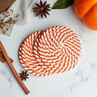 Neutral home decor coasters braided rope autumn gift bundle
Fall coaster gift set braided rope 4-pack with gift packaging