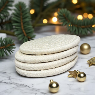 Wholesale minimalist rope coasters natural fall decor in reusable packaging
modern rustic coasters with braided texture set of 4 with gifting tag