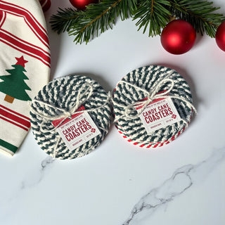 Christmas drink coaster set variety red and green spiral design
braided rope coasters Christmas 4 pack red and green handmade