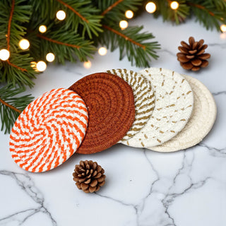 ready to gift coasters with decorative tag for Christmas